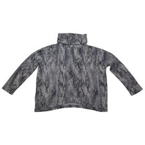 Clara Sunwoo Cowl Turtleneck Sweater Top Python Snake Pattern Gray Blue Size XL